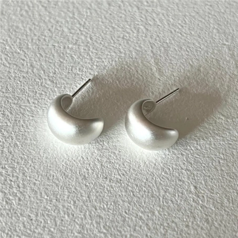 Minimalista Orecchini a Bottone in Argento Sterling 925 a Forma di U Satinati Per Donna Oro Argento Geometrici Gioielli