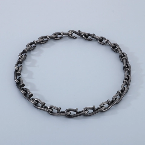 Joyería De Eslabones Con Remaches De Clavos Cuadrados Punk Industriales Retro Pulsera Collar De Acero Inoxidable Para Hombre