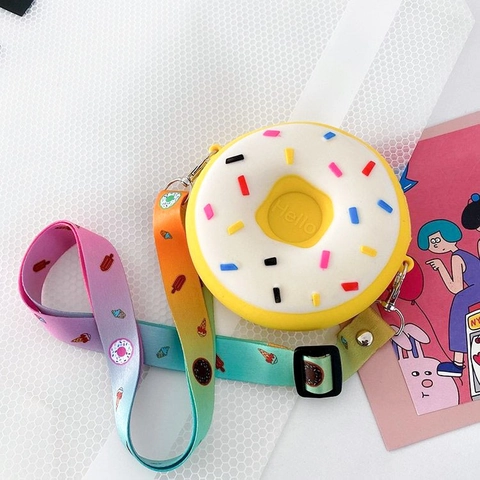 Kids Crossbody Bag Cartoon Silicone Mini Coin Purse Adjustable Strap Cute Waterproof Small Shoulder Bag For Girls