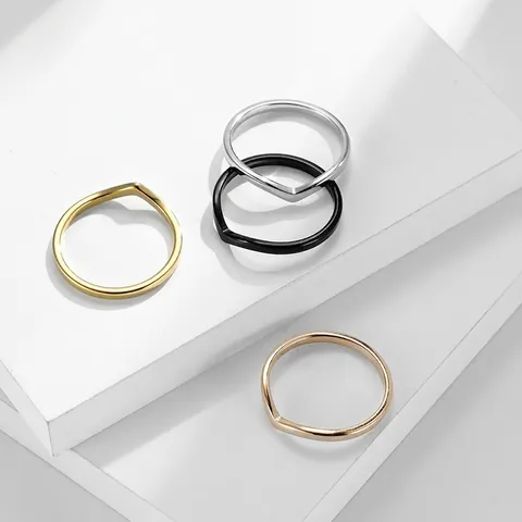 Minimalistischer V-Förmiger Wishbone Ring Edelstahl Hochglanzpoliert Geometrischer Stapelbarer Fingerschmuck Für Damen
