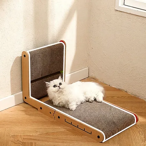 Griffoir Pour Chat Vertical En L Cadre En Bois Carton Ondulé Durable Poteau Pour Gratter Les Griffes Fonctionnel