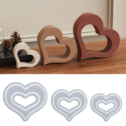 Herzförmige Silikonform Für DIY Harzguss Desktop Ornament Hohles Design Bastelwerkzeug Verschiedene Größen