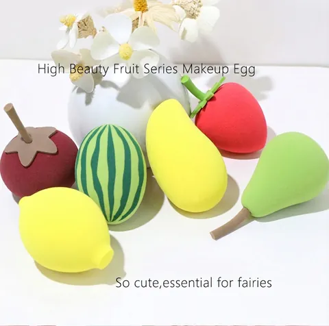Éponge À Maquillage En Forme De Fruit Hydrophile Sans Latex Mélangeur De Beauté Houppe Cosmétique Utilisation Sèche Et Mouillée Fraise Mangue Citron Poire