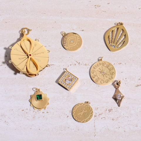 Pendants For DIY Jewelry Making Necklace Chains Titanium Stainless Steel Gold Plated Zircon Eye Constellation Tarot Design
