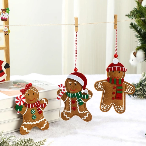 Weihnachten Lebkuchenmann Ornamente Filz Stoff Hängende Dekorationen Für Weihnachtsbaum Haus Party Festliche Dekoration
