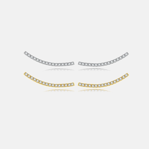 Orecchini Ear Climber in Argento Sterling 925 con Strass per Donna Orecchini Geometrici Minimalisti Placcati Oro Argento Gioielli