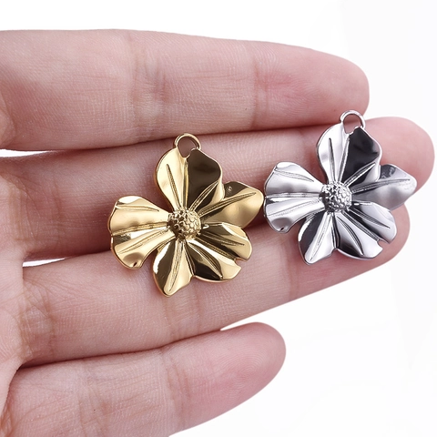 Colgante De Flor Acero Inoxidable 304 Chapado En Oro De 18K Accesorio Para Hacer Joyas DIY Estilo Minimalista Irregular