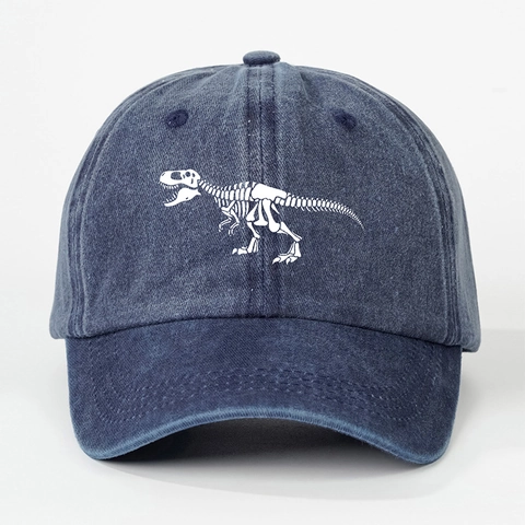 Gorra De Béisbol De Algodón Lavado Vintage Con Estampado Esqueleto De Dinosaurio T-Rex Sombrero Retro Streetwear Ajustable