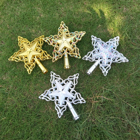 Étoile De Sommet De Sapin De Noël Élégante Étoile À Cinq Branches En Plastique Pailleté Pour Décoration De Fête