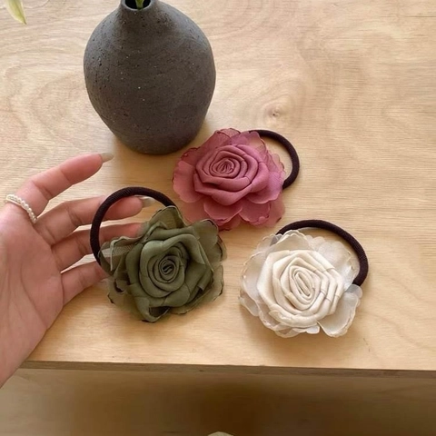 Elastico Capelli Rosa In Tessuto Supporto Coda Di Cavallo Dolce Fatto A Mano Accessorio Floreale Donne