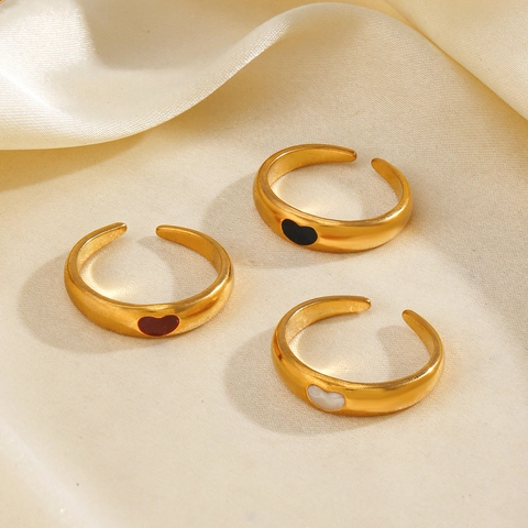 Heart Ring Stainless Steel 18K Gold Plated Open Adjustable Minimalist Heart Shaped Fashion Jewelry For Women
