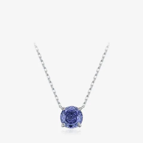 Collana In Argento Sterling 925 Con Pendente Rotondo In Zirconia Colore Tanzanite Viola Gioielli Eleganti Da Donna