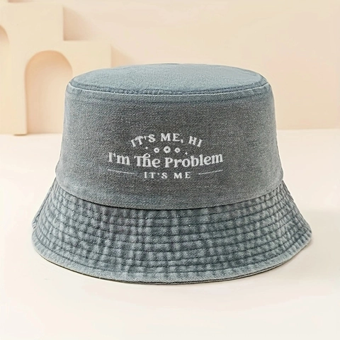 Fischerhut Aus Gewaschener Baumwolle Mit Bestickten Buchstaben Sonnenschutz Outdoor Casual Retro-Stil Für Damen Herren