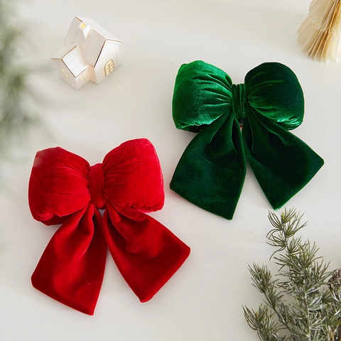Addobbi Pendenti Albero Natale Fiocchi Velluto Palle Fioccate Bordo Pelliccia Sintetica Decorazione Festa Festiva