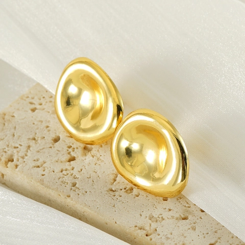 Unregelmäßige Geometrische Ohrstecker 18K Vergoldeter Edelstahl Minimalistischer Organischer Flüssigmetall-Stil Für Damen