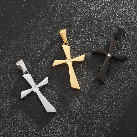 Collana Con Ciondolo A Croce In Acciaio Inossidabile Con Strass Lucidato Hip Hop Gioielli Minimalisti Per Uomini