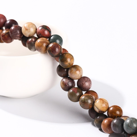 Perle Rotonde In Pietra Di Pino Rosso Naturale Pietra Picasso Per Creazione Di Gioielli Fai Da Te Accessori Per Bracciali Multicolore