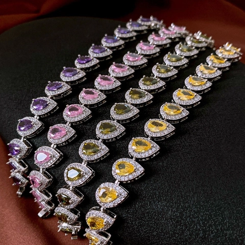 Bracciale In Zircone Colorato Gioielli In Rame Moda Squisita Accessori Eleganti Per Donne Stile Di Lusso Regalo
