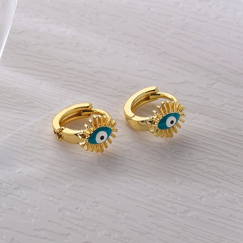 Evil Eye Huggie Creolen 18K Vergoldetes Messing Emaille Bunt Mini Personalisierter Schmuck Für Damen