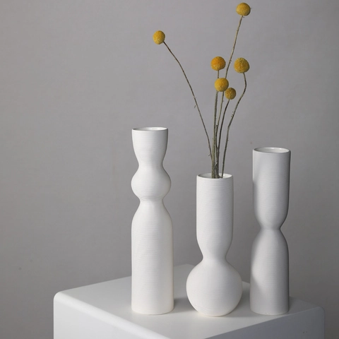 Jarrón De Cerámica Blanco Minimalista Moderno Estilo Nórdico Alfarería Con Textura Roscada Decoración De Mesa Hogar