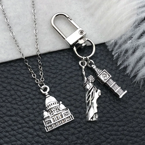 Travel Theme Charms Zinc Alloy Antique Silver Style Landmark Airplane Camera Shapes DIY Jewelry Making Keychain Pendant