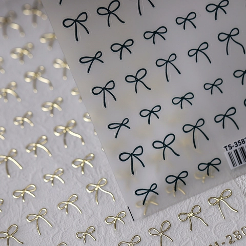 Bow-knot Nail Art Stickers PET 3D Embossed Self Adhesive Minimalist INS Style DIY Manicure Decoration For Women Elegant