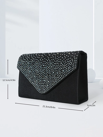 Rhinestone Evening Bag Women Satin Clutch Formal Wedding Party Purse Envelope Flap With Removable Chain Strap Luxury Bag