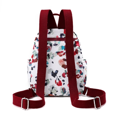 Mini Mochila Mujer Ligera De Nailon Impermeable Mochila Pequeña Estampado Floral Multi-Bolsillos Viaje Casual