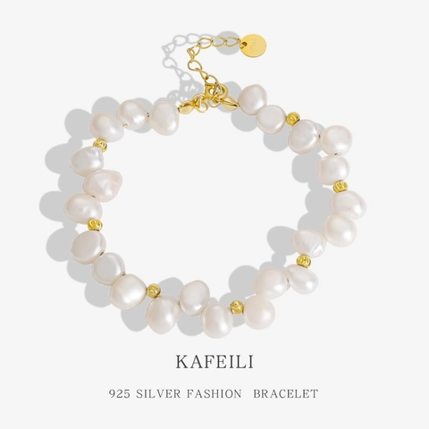 925 Sterling Silver Baroque Irregular Artificial Pearl Bracelet For Women Minimalist Niche Design Gold Silver Jewelry Gift