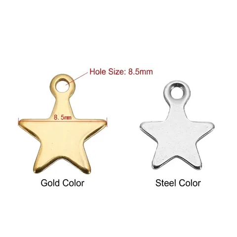Stainless Steel Star Charms Mirror Polished Pentagram Small Pendants For DIY Jewelry Making Necklaces Bracelets Accessories