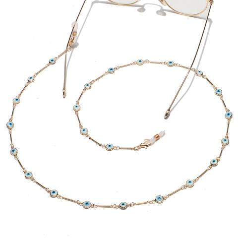 Evil Eye Glasses Chain Alloy Enamel Beads Decorative Eyewear Holder Strap With Silicone Loops Women Fashion Accessories