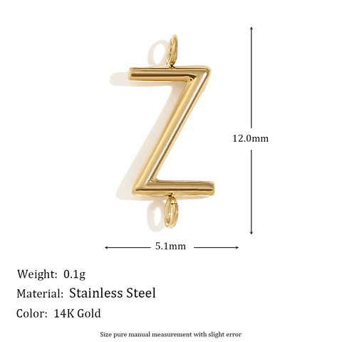 Minimalist Alphabet Letter Pendants 18K Gold Plated Stainless Steel Initial Charms Double Loops DIY Jewelry Making