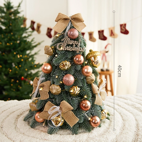 Mini Árbol de Navidad Nevado de PE para Mesa Con Luces LED y Adornos Navideños para Decoración de Oficina