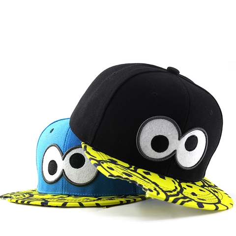 Cappello Snapback Ricamo Occhi Grandi Cotone Tesa Piatta Hip Hop Cappellino Da Baseball Streetwear Stampa Graffiti Regolabile