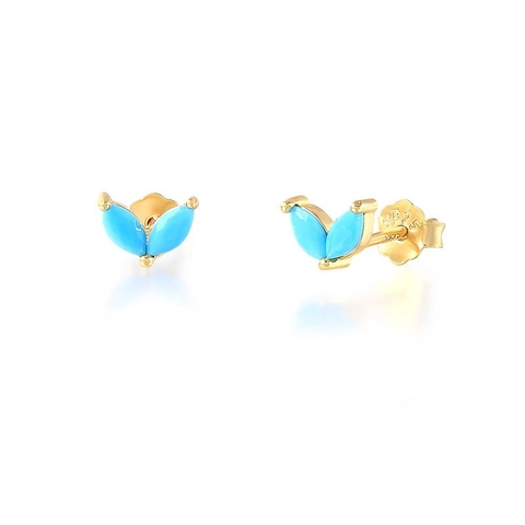 Stud Earrings With 925 Sterling Silver Earring Post Marquise Zircon Leaf Shape Simple Geometric Jewelry For Women