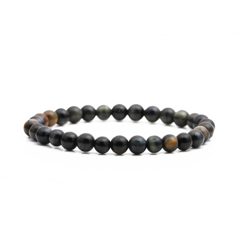 Blue Tiger Eye Stone Beaded Bracelet Natural Hawk Eye Round Beads Elastic Handmade Healing Jewelry For Men Women