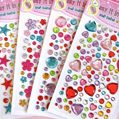 Autocollants Strass Colorés 3D Gemmes Cristal Auto-Adhésifs Acrylique Pour Scrapbooking DIY Coque De Téléphone Enfants Artisanat