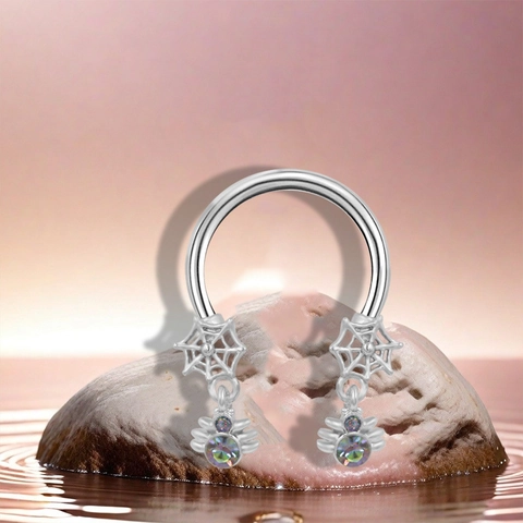 Set de Aros de Septum de Acero Inoxidable y Acrílico Flor de Camelia Mariposa Araña Joyería de Piercing de Herradura para Mujer Hombre