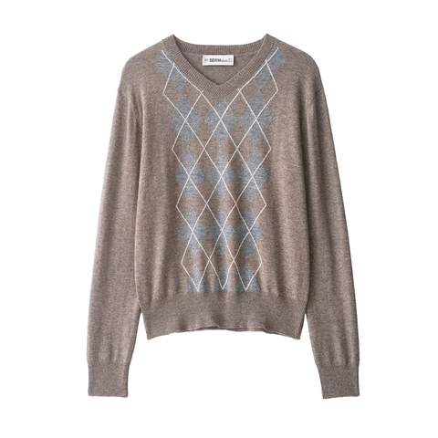 Maglione In Maglia Con Scollo A V Da Donna Misto Lana Manica Lunga Marrone Stile Casual Vintage Top