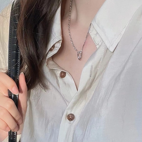 Collana In Argento Sterling 925 Con Pendente Ovale Geometrico Irregolare Design Minimalista Da Donna Gioielli