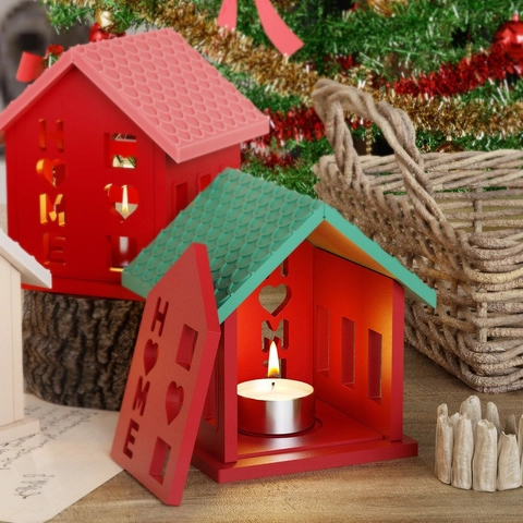 DIY House Silicone Mold 3D Home Heart Hollow Casting Tool For Resin Candle Holder Night Light Christmas Table Ornament
