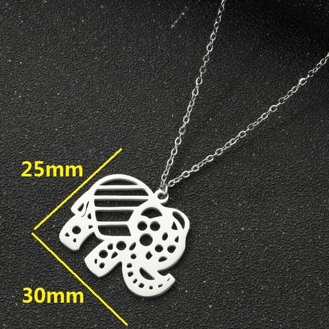 Collar Con Colgante De Elefante Hueco Acero Inoxidable Corte Geométrico Joyería Retro Accesorio Para Mujer