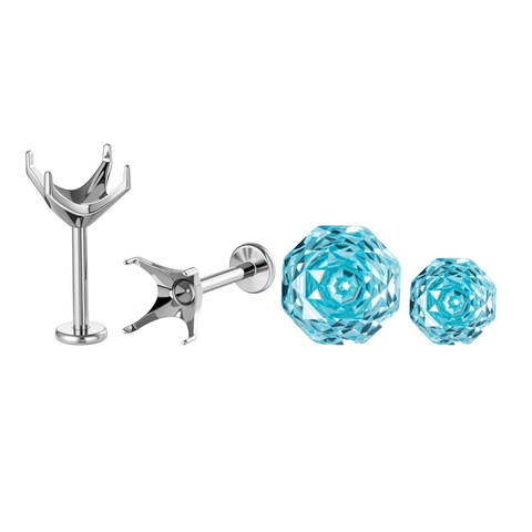 Base Vuota Per Gioielli Da Piercing Labret In Lega Di Titanio Con Filettatura Interna E Retro Piatto Per Fai Da Te