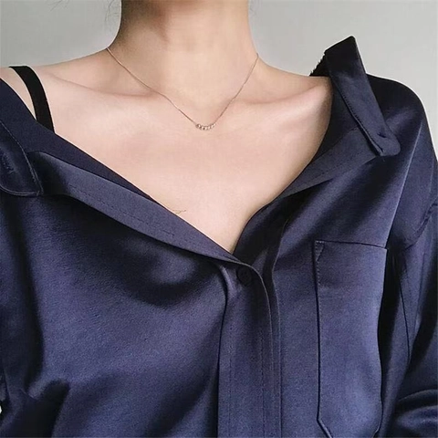 Women Fashion Copper Necklace With Six Sliding Round Beads Geometric Double Layer Box Chain Jewelry For Daily Commute