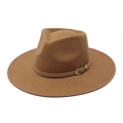 Retro Fedora Hat Wide Brim Cotton Polyester Blend With Metal Buckle Belt Decor Vintage Jazz Style For Men Women