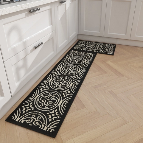 Alfombra De Cocina Antideslizante Polipropileno Absorbente Resistente Al Aceite Lavable Mandala Geométrico Decoración Moderna