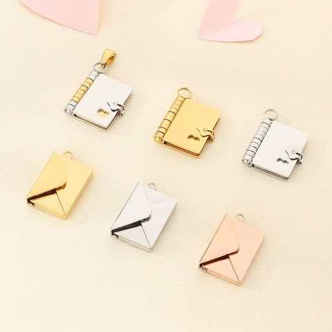 Umschlag Buch Medaillon Anhänger Edelstahl Öffnbar Magnetisch Herz Design DIY Schmuckherstellung Mode Accessoires