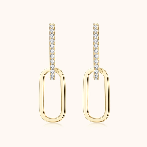 Luxury Moissanite 925 Sterling Silver Earring Post Double Ring Geometric Tassel Earrings For Women Premium Fashion Commute Jewelry