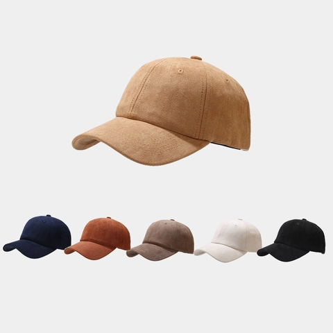 Retro Baseball Cap Solid Color Faux Suede Adjustable Curved Brim Unisex Casual Outdoor Sun Hat Vintage Fashion