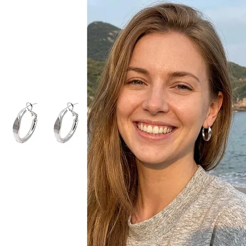 Orecchini A Cerchio Torsionali In Rame Con Perno In Argento Gioielli Di Moda Minimalisti Per Donne